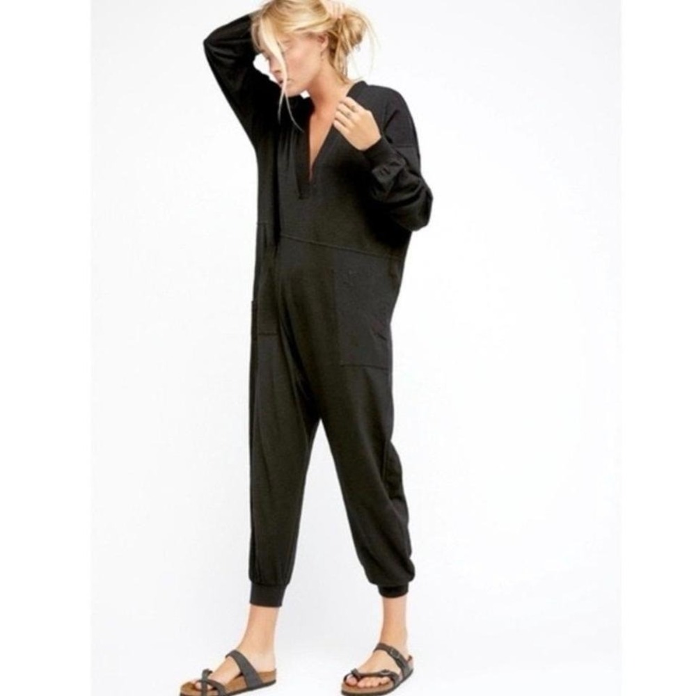 Free People Just Because One Piece Jumpsuit Black Size Medium Relaxed Slouchy